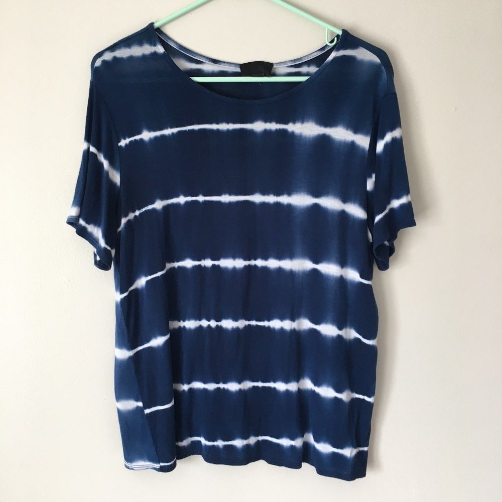 Blue and White Tie Dye Short Sleeve Top